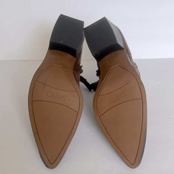 Franco Sarto Women's Spur Brown Leather Pointed Toe Ankle Boot Size 9 New - Picture 5 of 12